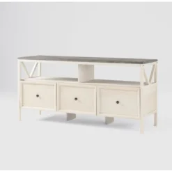 Farmhouse 3 Drawer Wood TV Stand For TVs Up To 65" - Saracina Home -Furniture Outlet Store GUEST 0072dd60 ce7c 4443 ae39 8934a2c1febb