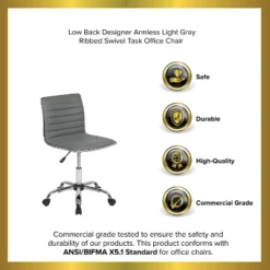 Emma And Oliver Low Back Designer Armless Ribbed Swivel Task Office Chair -Furniture Outlet Store GUEST 0631b47a d270 49cc 9360 56641228645b