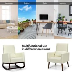 Tangkula 2-in-1 Upholstered Rocking Chair With Wood Leg & Pillow Relax Sofa Chair Light Grey/Beige/Dark Gray -Furniture Outlet Store GUEST 063d47aa 120b 44ab ab92 f371f567685f