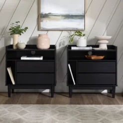 2pk Mid-Century Modern Solid Wood 2 Drawer Storage Nightstands - Saracina Home -Furniture Outlet Store GUEST 081e1c93 fb83 4111 87a0 db5e67515069