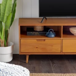 Cara 3 Drawer Mid-Century Modern 3 Drawer TV Stand For TVs Up To 80" - Saracina Home -Furniture Outlet Store GUEST 0824ed10 634d 442e 93d1 6435deb8cb30