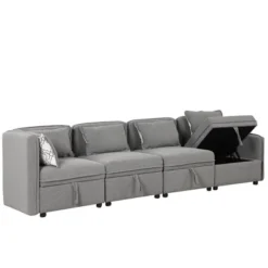 122.8" Minimalist Convertible Modular Sofa, Upholstered Sectional Sofa Couch With 5 Pillows-ModernLuxe 21 122.8" Minimalist Convertible Modular Sofa, Upholstered Sectional Sofa Couch With 5 Pillows-ModernLuxe -Furniture Outlet Store GUEST 0b88129f dce1 47fc 9ec4 c57992a409e8