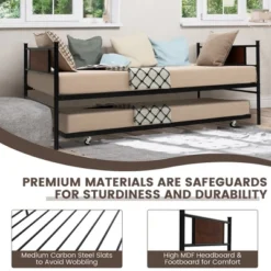 Costway Twin 2-In-1 Daybed Frame With Trundle Bed Set Steel Platform Sofa Bed Black 13 Costway Twin 2-In-1 Daybed Frame With Trundle Bed Set Steel Platform Sofa Bed Black -Furniture Outlet Store GUEST 13325170 02a3 4fd8 ad45 9d81deb660c0