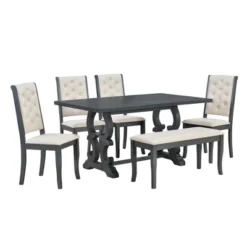 6 PCS Retro Dining Set With Unique-designed Table And Upholstered Chair-ModernLuxe 16 6 PCS Retro Dining Set With Unique-designed Table And Upholstered Chair-ModernLuxe -Furniture Outlet Store GUEST 144b2e82 beff 4f59 aab3 7cc9f823a4d3