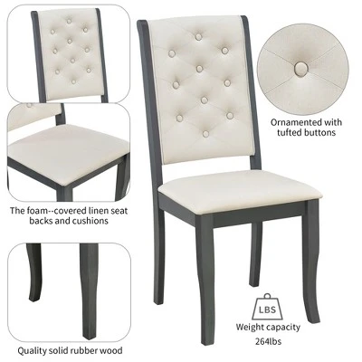 6 PCS Retro Dining Set With Unique-designed Table And Upholstered Chair-ModernLuxe 6 6 PCS Retro Dining Set With Unique-designed Table And Upholstered Chair-ModernLuxe - Image 6