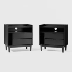 2pk Mid-Century Modern Solid Wood 2 Drawer Storage Nightstands - Saracina Home -Furniture Outlet Store GUEST 1f73b353 865e 4131 a376 6364f0459882