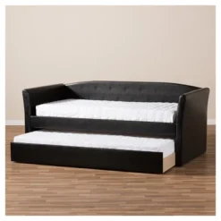 Twin Camino Modern And Contemporary Faux Leather Upholstered Daybed With Guest Trundle Bed - Baxton Studio -Furniture Outlet Store GUEST 20ef71f5 5c27 494b b6e0 c6a8ff39d058