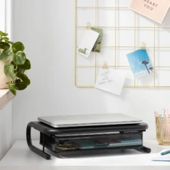 Mesh Monitor Stand With Drawer Black - Brightroom™