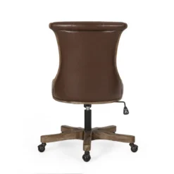 Coulee Contemporary Upholstered Roll Back Swivel Office Chair Dark Brown/Natural - Christopher Knight Home -Furniture Outlet Store GUEST 2221ea35 e150 49a5 a609 4bb49d3b4d24