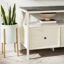 Farmhouse 3 Drawer Wood TV Stand For TVs Up To 65" - Saracina Home -Furniture Outlet Store GUEST 31eff10a 5528 4bba 98ac 4d2069368764