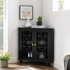 2 Door Corner Accent Cabinet With Fretwork Doors - Saracina Home 21 2 Door Corner Accent Cabinet With Fretwork Doors - Saracina Home -Furniture Outlet Store GUEST 33460c8d 731e 484d b65b b46663cb9a4a