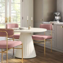 Orion Luxe Dining Chair With Brass Legs Blush Velvet - Thresholdâ˘