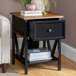 Set Of 2 Farmhouse Single Drawer V Frame Nightstands - Saracina Home -Furniture Outlet Store GUEST 37e94c5e 823d 4fff b6b8 c64e0f45834b