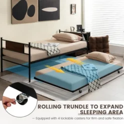 Costway Twin 2-In-1 Daybed Frame With Trundle Bed Set Steel Platform Sofa Bed Black 11 Costway Twin 2-In-1 Daybed Frame With Trundle Bed Set Steel Platform Sofa Bed Black -Furniture Outlet Store GUEST 3c505ce9 6484 414c a870 00679bc93d3c