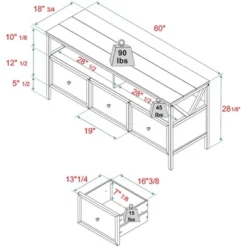 Farmhouse 3 Drawer Wood TV Stand For TVs Up To 65" - Saracina Home -Furniture Outlet Store GUEST 40d5f612 f4e7 48b3 8586 affcd4996633