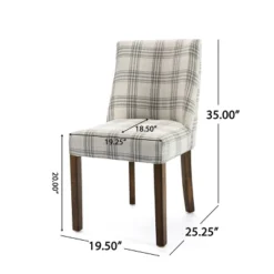 2pk Harman Contemporary Upholstered Plaid Dining Chairs Gray/Light Beige/Brown - Christopher Knight Home -Furniture Outlet Store GUEST 44f83184 b26d 4d60 996b e440176cff87