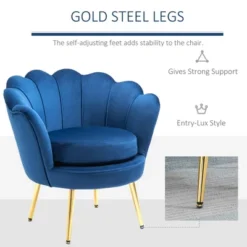 HomCom Elegant Velvet Upholstered Accent Leisure Club Chair With Gold Metal Legs 14 HomCom Elegant Velvet Upholstered Accent Leisure Club Chair With Gold Metal Legs -Furniture Outlet Store GUEST 453ce68e e4a4 4f60 b7ec 9d9cab5e1638