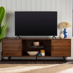 2 Door Mid-Century Modern Wood Storage TV Stand For TVs Up To 80" - Saracina Home -Furniture Outlet Store GUEST 474e4bb8 d0cb 4809 ba15 d0ecb3aa5ec4
