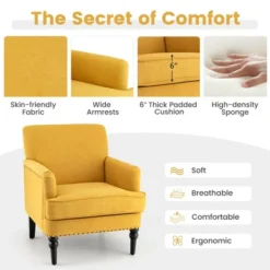 Tangkula Set Of 2 Modern Accent Chair Upholstered Sofa Chair W/ Rubber Wood Legs Yellow 13 Tangkula Set Of 2 Modern Accent Chair Upholstered Sofa Chair W/ Rubber Wood Legs Yellow -Furniture Outlet Store GUEST 4a19594f 9bc1 4a20 ad2b f73a26271abd