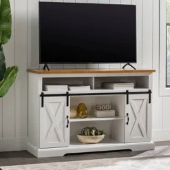 Transitional Sliding Barndoor Highboy TV Stand For TVs Up To 58" - Saracina Home 33 Transitional Sliding Barndoor Highboy TV Stand For TVs Up To 58" - Saracina Home -Furniture Outlet Store GUEST 4c19d460 b0f1 4bd4 adae 7d662cd1c88d