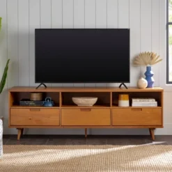 Cara 3 Drawer Mid-Century Modern 3 Drawer TV Stand For TVs Up To 80" - Saracina Home -Furniture Outlet Store GUEST 4d0aac2c 9b89 4300 b722 f3e9cc07eded