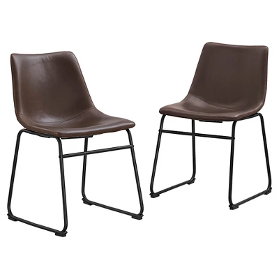Set Of 2 Laslo Modern Upholstered Faux Leather Dining Chairs - Saracina Home 9 Set Of 2 Laslo Modern Upholstered Faux Leather Dining Chairs - Saracina Home - Image 9