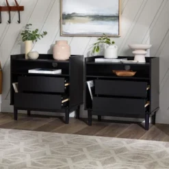 2pk Mid-Century Modern Solid Wood 2 Drawer Storage Nightstands - Saracina Home -Furniture Outlet Store GUEST 559c5ca6 af7e 4136 9a5f 989a82141900