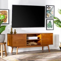 Solid Wood Mid-Century Modern TV Stand For TVs Up To 65" - Saracina Home -Furniture Outlet Store GUEST 55d038af 42a5 438d 8b74 91f0ac9cc7f7