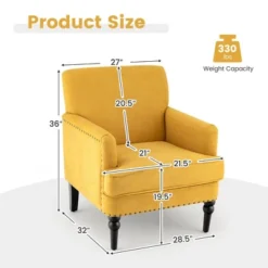 Tangkula Set Of 2 Modern Accent Chair Upholstered Sofa Chair W/ Rubber Wood Legs Yellow 11 Tangkula Set Of 2 Modern Accent Chair Upholstered Sofa Chair W/ Rubber Wood Legs Yellow -Furniture Outlet Store GUEST 59a0fbbd c8d4 4381 9b84 49c42ed1e4f6