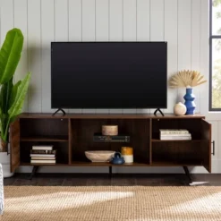 2 Door Mid-Century Modern Wood Storage TV Stand For TVs Up To 80" - Saracina Home -Furniture Outlet Store GUEST 5d44119d 7e55 4beb 8f77 bb1514318948