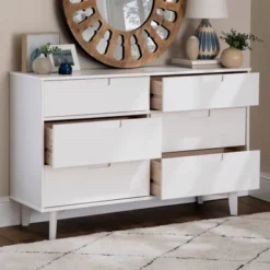 Mid-Century Modern Groove Wood 6 Drawer Dresser - Saracina Home -Furniture Outlet Store GUEST 5f343547 8bdb 4ab5 8100 4810a89a5608