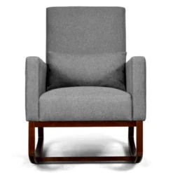 Tangkula 2-in-1 Upholstered Rocking Chair With Wood Leg & Pillow Relax Sofa Chair Light Grey/Beige/Dark Gray -Furniture Outlet Store GUEST 5f5218cd e5cc 4a7a 8198 e10601212c46