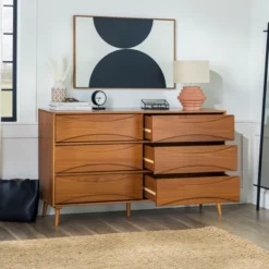 Mid-Century Modern Contoured 6 Drawer Dresser - Saracina Home -Furniture Outlet Store GUEST 6064d6cb 5a30 4857 807c b8d5d64567a9