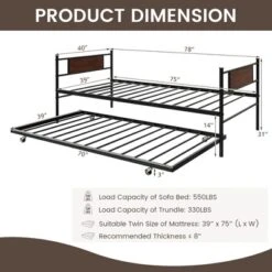 Costway Twin 2-In-1 Daybed Frame With Trundle Bed Set Steel Platform Sofa Bed Black 10 Costway Twin 2-In-1 Daybed Frame With Trundle Bed Set Steel Platform Sofa Bed Black -Furniture Outlet Store GUEST 65439403 ce0a 428c 9625 5f5e23213a7b