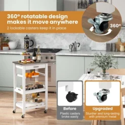 Costway Compact Kitchen Island Cart Rolling Service Trolley With Stainless Steel Top Basket -Furniture Outlet Store GUEST 65c0c9bb 50c6 4b23 bffd 4f1388a1e634