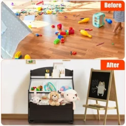 Costway Kids Wooden Toy Storage Unit Organizer W/Rolling Toy Box & Plastic Bins NaturalEspresso -Furniture Outlet Store GUEST 6649d054 ddae 4200 95c9 643014cf866f