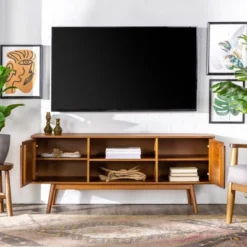 Solid Wood Mid-Century Modern TV Stand For TVs Up To 65" - Saracina Home -Furniture Outlet Store GUEST 686002c1 8c90 4149 bce4 d40fc12f1038
