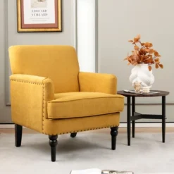 Furniture Outlet Store 29 Tangkula Set Of 2 Modern Accent Chair Upholstered Sofa Chair W/ Rubber Wood Legs Yellow