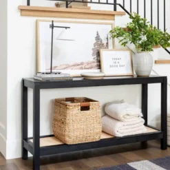 Console Table With Woven Rattan Shelf Black - Threshold™ Designed With Studio McGee -Furniture Outlet Store GUEST 6e7f68b7 50c5 44c5 965d a4d52aa919cd