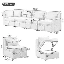 122.8" Minimalist Convertible Modular Sofa, Upholstered Sectional Sofa Couch With 5 Pillows-ModernLuxe 15 122.8" Minimalist Convertible Modular Sofa, Upholstered Sectional Sofa Couch With 5 Pillows-ModernLuxe -Furniture Outlet Store GUEST 793e584d 807e 4842 8190 13b2a3034754