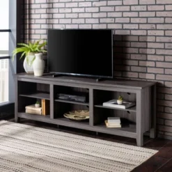 Transitional 6 Cubby Wood Open Storage Wood TV Stand For TVs Up To 80"- Saracina Home -Furniture Outlet Store GUEST 79e53a3c 9e15 40b4 ae14 2a20944d3dac