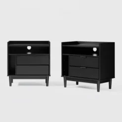 2pk Mid-Century Modern Solid Wood 2 Drawer Storage Nightstands - Saracina Home -Furniture Outlet Store GUEST 7ec02fdf f38c 4ef2 8a65 1390845091ae