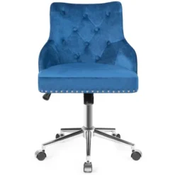 Tangkula Velvet Desk Chair Upholstered 360°Swivel Height Adjustable Rolling Office Chair For Office Bedroom Living Room -Furniture Outlet Store GUEST 7f78dacd 8b54 4506 8677 294054517924