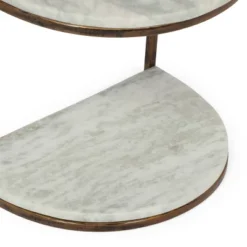 33.5" Bainville Modern Glam Handcrafted Marble Half Round Etagere Bookcase Natural White/Antique Brass - Christopher Knight Home -Furniture Outlet Store GUEST 81ab22e6 eb7f 4b88 9722 a7abae7555a6
