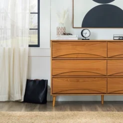 Mid-Century Modern Contoured 6 Drawer Dresser - Saracina Home -Furniture Outlet Store GUEST 85f26b6b 7276 4bfb be1a b80c27461505