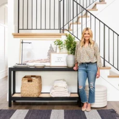Console Table With Woven Rattan Shelf Black - Threshold™ Designed With Studio McGee -Furniture Outlet Store GUEST 8850858f 6d86 4502 8112 f583beb8eb20
