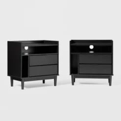 2pk Mid-Century Modern Solid Wood 2 Drawer Storage Nightstands - Saracina Home -Furniture Outlet Store GUEST 90b51515 663a 4264 a749 f3758d2e0dcf