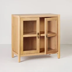 Grooved Wood With Glass 2-Door Cabinet - Natural - Hearth & Hand™ With Magnolia 8 Grooved Wood With Glass 2-Door Cabinet - Natural - Hearth & Hand™ With Magnolia -Furniture Outlet Store GUEST 9aa7705a c66f 495b 80dd 55470dae1fa8
