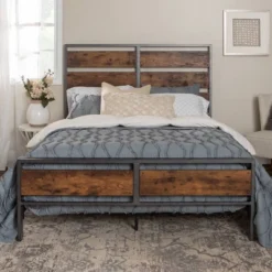 Queen Urban Chic Metal And Wood Plank Bed Brown - Saracina Home -Furniture Outlet Store GUEST 9ba450b4 e465 46ef 9f8f 881f1960dbc8
