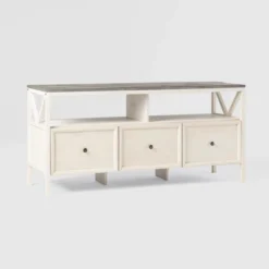 Farmhouse 3 Drawer Wood TV Stand For TVs Up To 65" - Saracina Home -Furniture Outlet Store GUEST 9c05f01d 83d8 411e ae5d 3185861747c7